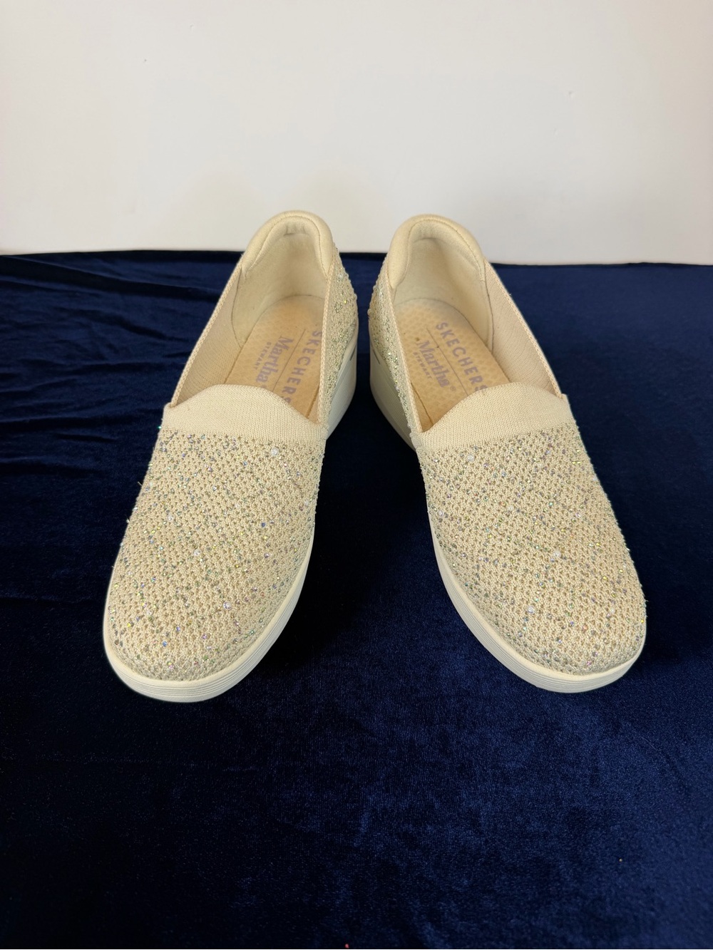 Skechers X Martha Stewart Pier-Lite Wedge Slide Shoes Womens Size 7 Rhinestones
